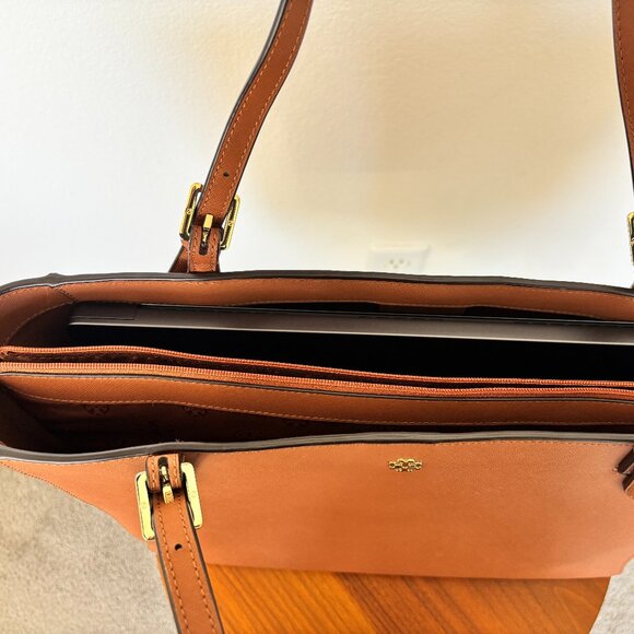 Tory Burch York Buckle Large Tote Leather Luggage/Camel/Tan - Picture 4 of 16